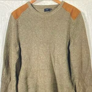 J. Crew Factory Men's Green Sweater with Brown Accents